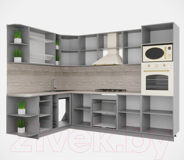 Изображение товара Кухонный гарнитур Интерлиния Мила Деко 1.88x2.8 левая (пепел/опал светлый)