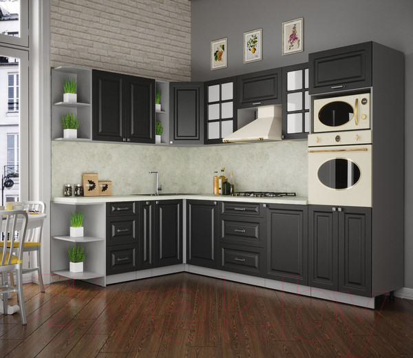 Изображение товара Кухонный гарнитур Интерлиния Мила Деко 1.88x2.8 левая (пепел/опал светлый)