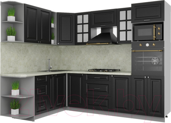 Изображение товара Кухонный гарнитур Интерлиния Мила Деко 1.88x2.6 левая (пепел/пепел/опал светлый)