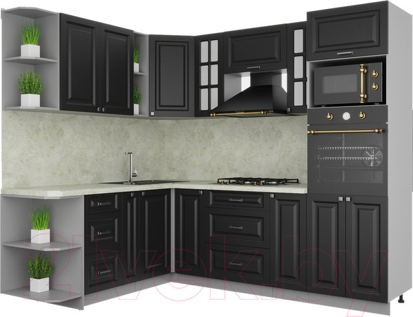 Изображение товара Кухонный гарнитур Интерлиния Мила Деко 1.88x2.4 левая (пепел/пепел/опал светлый)