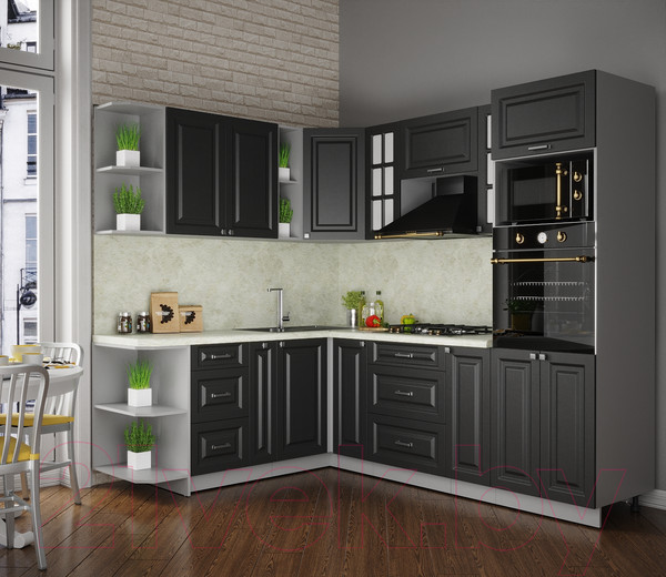 Изображение товара Кухонный гарнитур Интерлиния Мила Деко 1.88x2.4 левая (пепел/пепел/опал светлый)