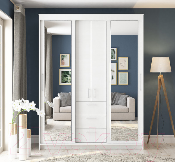 Изображение товара Шкаф-купе Евва Престиж 170 BB.2 / ПР-4D2Z3S (белый)