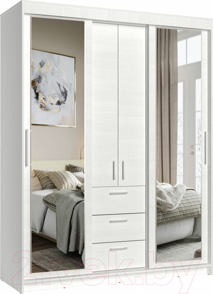 Изображение товара Шкаф-купе Евва Престиж 170 BB.2 / ПР-4D2Z3S (белый)