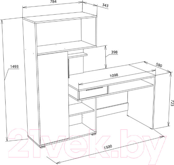 Изображение товара Письменный стол НК Мебель Квадро / 74260155 (дуб сонома/белый)
