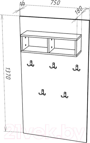 Изображение товара Вешалка для одежды НК Мебель Gloss / 73374545 (белый/черный)