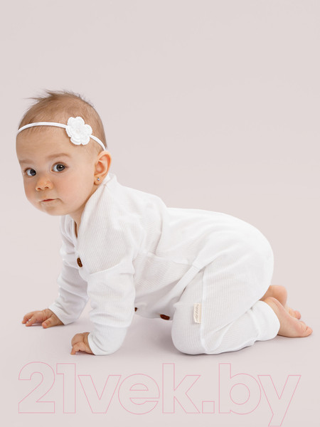 Изображение товара Комбинезон для малышей Amarobaby Fashion / AB-OD21-FS5/33-56 (молочный, р. 56)