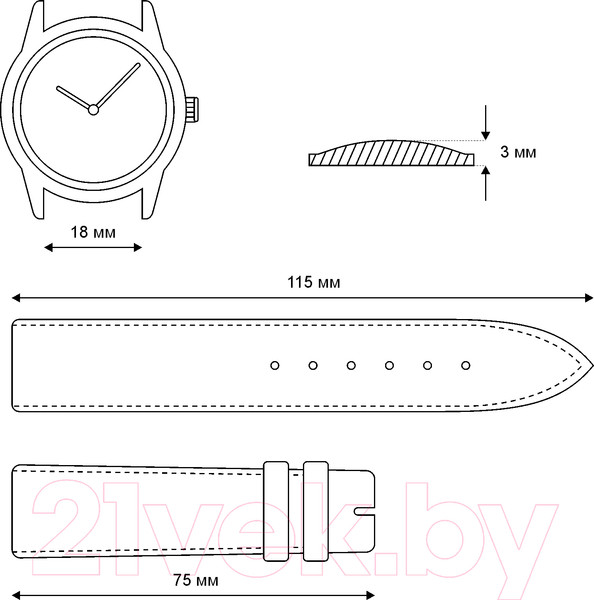 Изображение товара Ремешок для часов Ardi Kroko РК-18-05-01-6-2 П