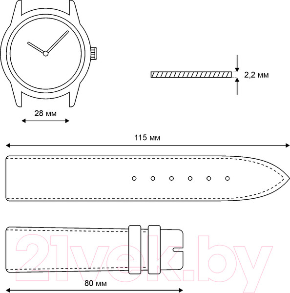 Изображение товара Ремешок для часов Ardi Classik РК-28-02-01-1-1