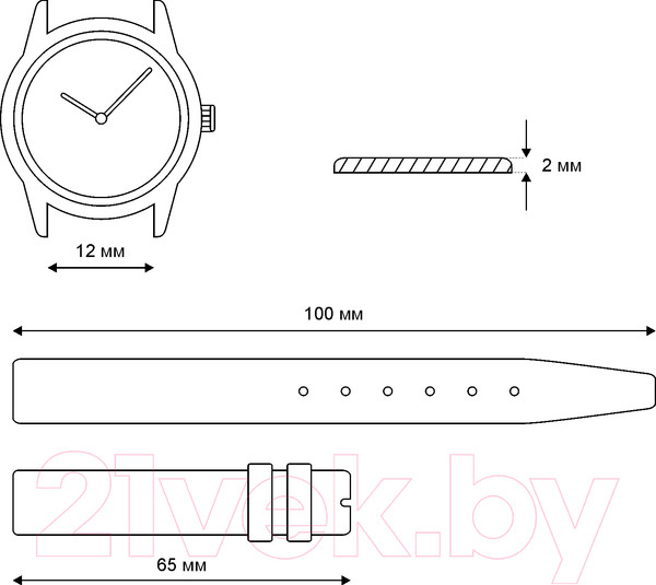Изображение товара Ремешок для часов Ardi Classik РКЖ-12-03-01-1-1