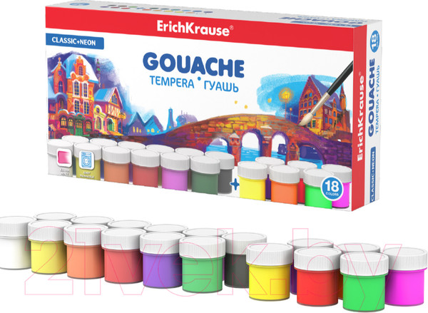 Изображение товара Гуашь Erich Krause Classic + Neon / 54012 (18цв)