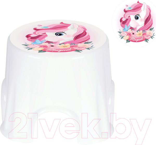 Изображение товара Табурет-подставка Эльфпласт Пенек с рисунком / EP163 (белый)