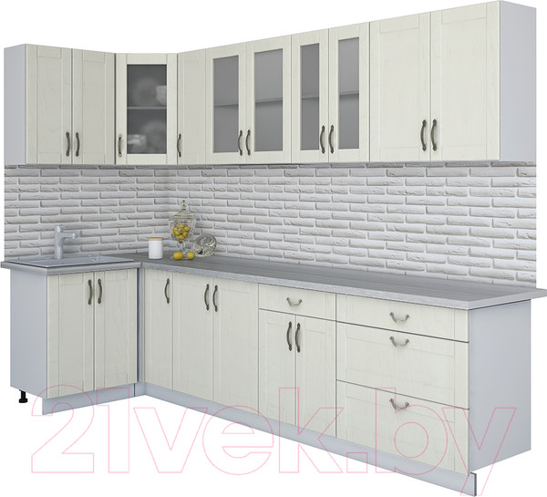 Изображение товара Кухонный гарнитур Интерлиния Мила Крафт 1.2x3.1 (дуб снежный)