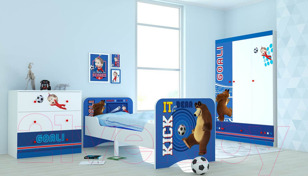 Изображение товара Комод Polini Kids Fun 3290 Маша и Медведь (синий)