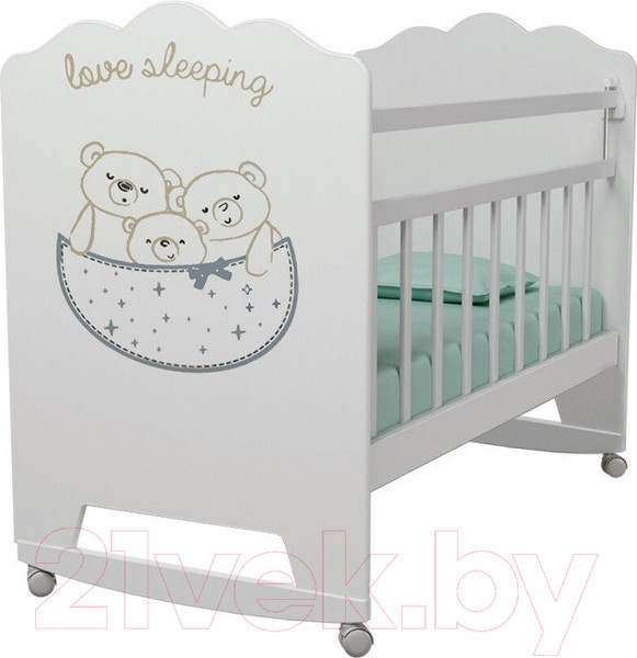Изображение товара Детская кроватка VDK Love Sleeping колесо-качалка (белый)