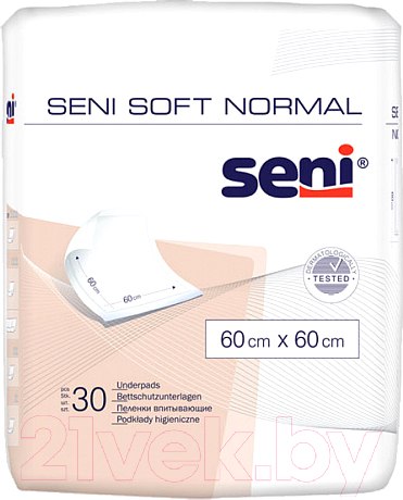 Изображение товара Набор пеленок одноразовых впитывающих Seni Normal Soft 60x60 (30шт)