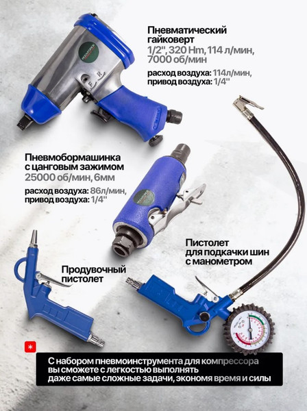 Изображение товара Набор пневмоинструмента RockForce RF-RP7811-15 (50377)