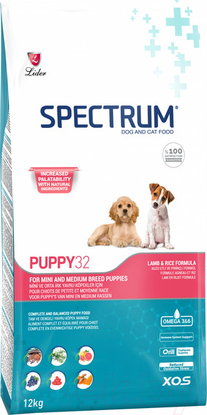 Изображение товара Сухой корм для собак Spectrum Puppy32 для щенков с ягненком (12кг)