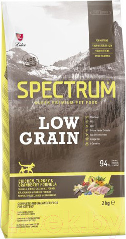 Изображение товара Сухой корм для кошек Spectrum Low Grain для котят с курицей, индейкой и клюквой (2кг)