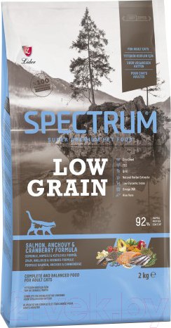Изображение товара Сухой корм для кошек Spectrum Low Grain с лососем, анчоусом клюквой (2кг)