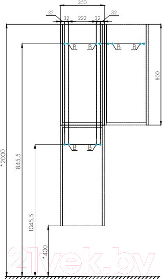 Изображение товара Шкаф для ванной Акватон Марти Белый/Дуб Эндгрейн (1A270203MY010)