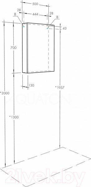 Изображение товара Шкаф с зеркалом для ванной Акватон Асти 50 (1A263302AX010)