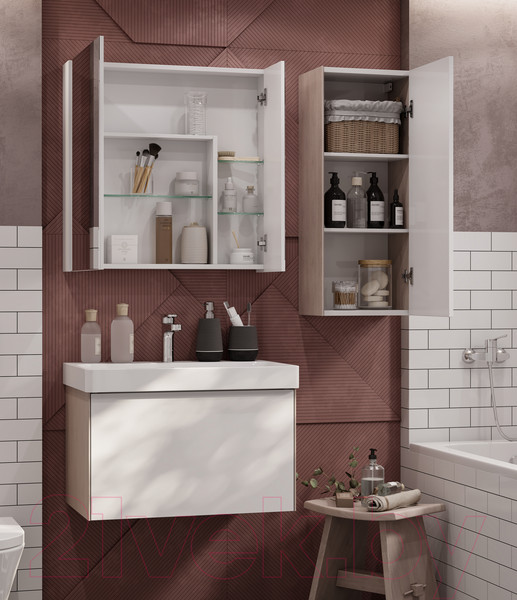 Изображение товара Шкаф с зеркалом для ванной Акватон Асти 50 (1A263302AX010)