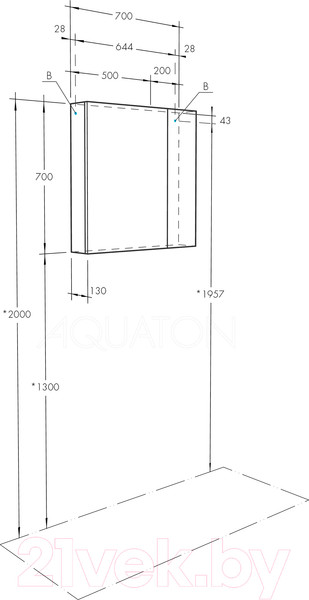 Изображение товара Шкаф с зеркалом для ванной Акватон Асти 70 (1A263402AX010)