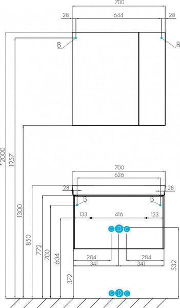 Изображение товара Шкаф с зеркалом для ванной Акватон Асти 70 (1A263402AX010)