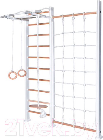 Изображение товара Детский спортивный комплекс Perfetto Sport Scala In Legno Con Rete Bianco-naturale / PS-125