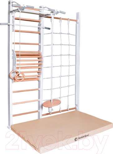 Изображение товара Детский спортивный комплекс Perfetto Sport Scala In Legno Con Rete 1 Bianco-naturale / PS-128