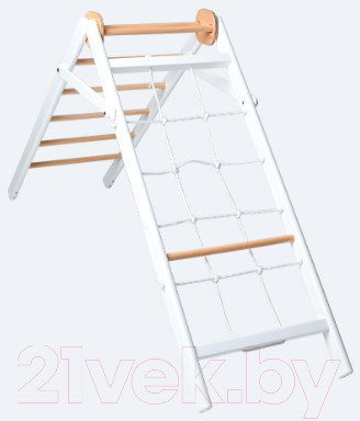 Изображение товара Детский спортивный комплекс Perfetto Sport Scala In Legno Con Rete 2 Bianco-naturale / PS-131