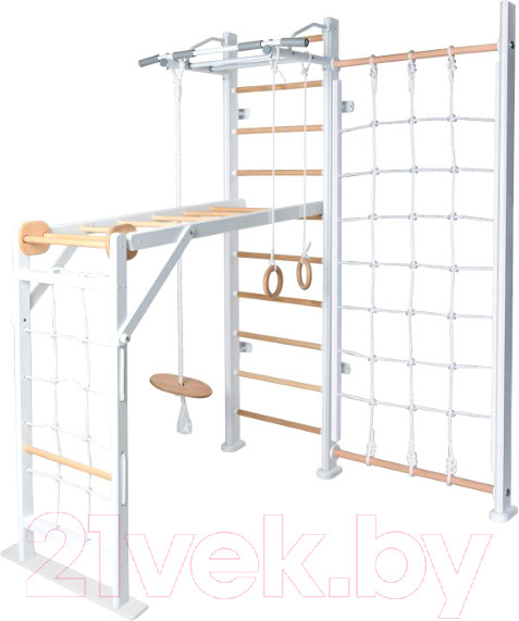 Изображение товара Детский спортивный комплекс Perfetto Sport Scala In Legno Con Rete 2 Bianco-naturale / PS-131