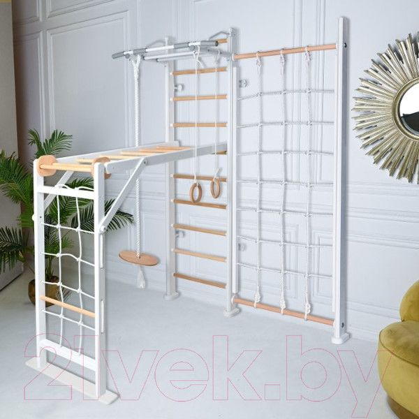 Изображение товара Детский спортивный комплекс Perfetto Sport Scala In Legno Con Rete 2 Bianco-naturale / PS-131