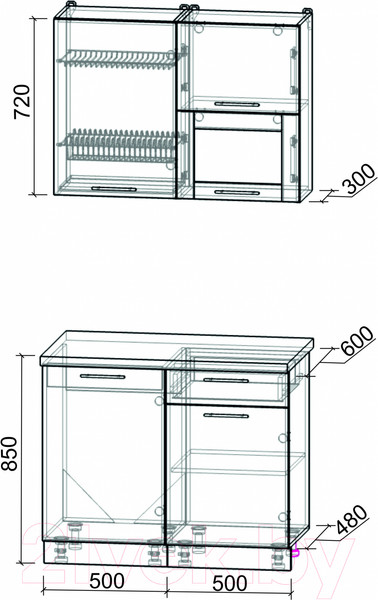 Изображение товара Кухонный гарнитур Интерлиния Мила Пластик 1.0 В (туманный глянец/антрацит/бискайская сосна)