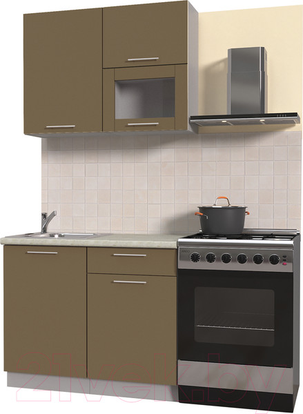 Изображение товара Кухонный гарнитур Интерлиния Мила Пластик 1.0 В (капучино глянец/опал светлый)