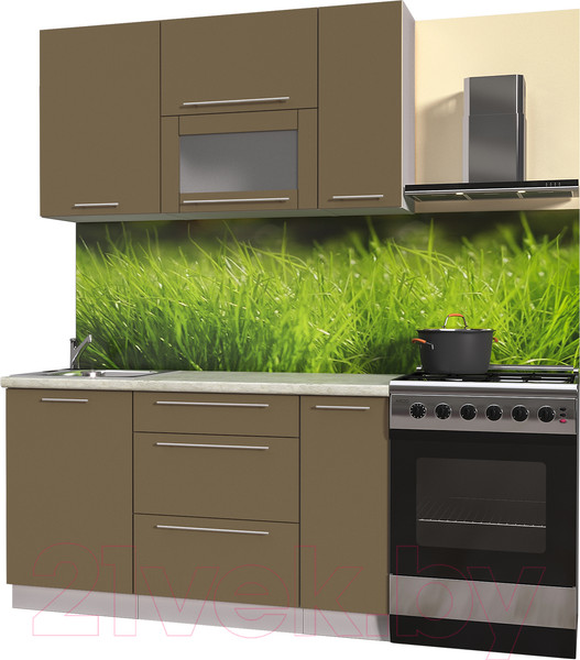 Изображение товара Кухонный гарнитур Интерлиния Мила Пластик 1.4 В (капучино глянец/опал светлый)