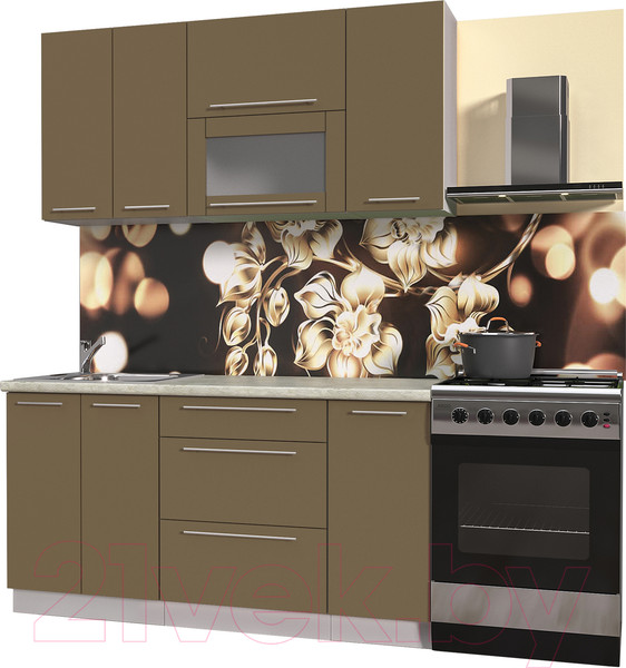 Изображение товара Кухонный гарнитур Интерлиния Мила Пластик 1.6 В (капучино глянец/опал светлый)