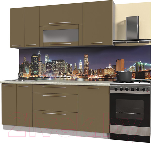 Изображение товара Кухонный гарнитур Интерлиния Мила Пластик 1.9 В (капучино глянец/опал светлый)