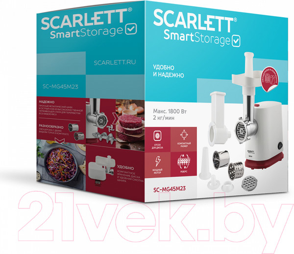 Изображение товара Мясорубка электрическая Scarlett SC-MG45M23 (белый)