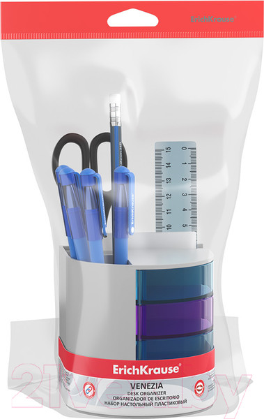 Изображение товара Настольный набор Erich Krause Venezia Classic / 55649 (белый/голубой/сиреневый)