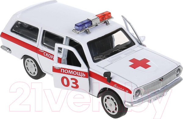 Изображение товара Автомобиль игрушечный Технопарк ГАЗ-2402 Волга Скорая / 2402-12SLAMB-WH