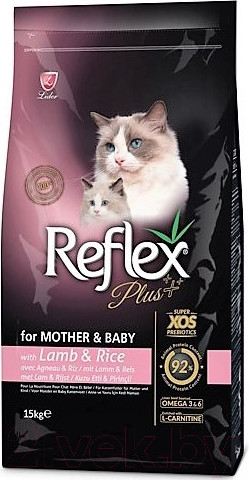Изображение товара Сухой корм для кошек Reflex Plus Для кормящих кошек и котят с ягненком и рисом (15кг)