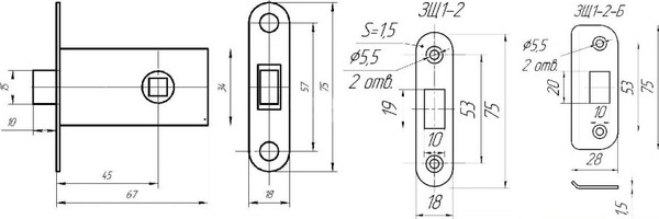 Изображение товара Защелка врезная Волмет ЗЩ1Д-5-07-09/1.2-1 Правая (коричневый)