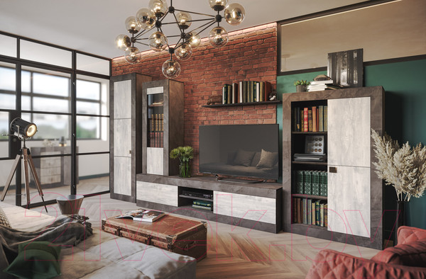 Изображение товара Шкаф Мебель-КМК 1Д Лондон 0467.5 (оникс/бетон пайн светлый)