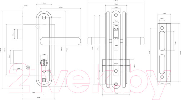 Изображение товара Замок врезной Стандарт ЗВ4-7.04С (золото)