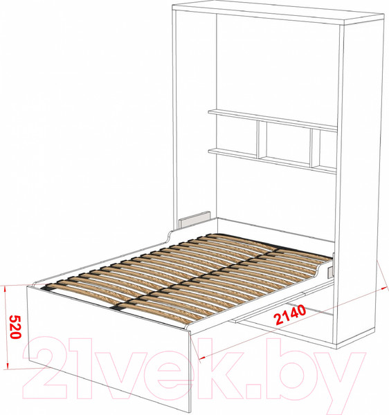 Изображение товара Шкаф-кровать трансформер Макс Стайл Fidji 36мм 140x200 (дуб бардолино натуральный Н1145 ST10)
