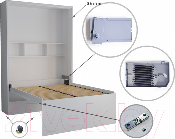 Изображение товара Шкаф-кровать трансформер Макс Стайл Fidji 36мм 140x200 (дуб бардолино натуральный Н1145 ST10)