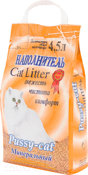 Изображение товара Наполнитель для туалета Pussy-cat Минеральный PUS006 (4.5л/2.8кг)