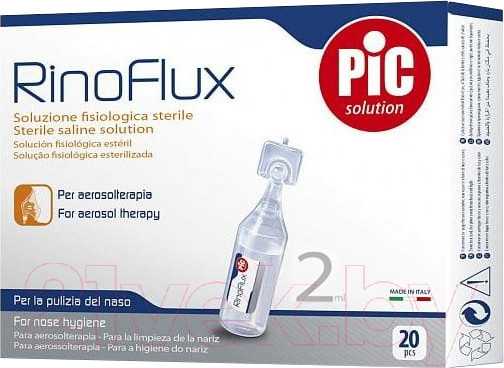 Изображение товара Набор для промывания носа RinoFlux Физиологический cтерильный для ингаляций и очистки носа (2.0мл)