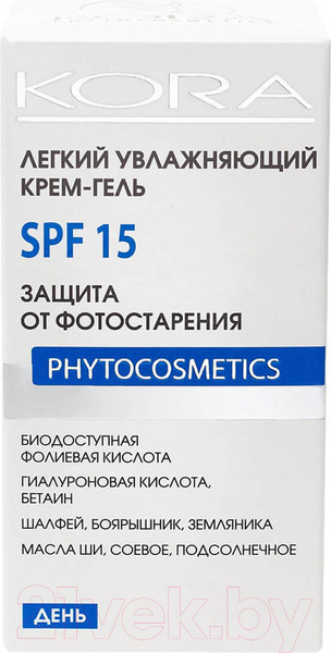 Изображение товара Крем для лица Kora Гель Увлажняющий SPF15 Защита от фотостарения (50мл)